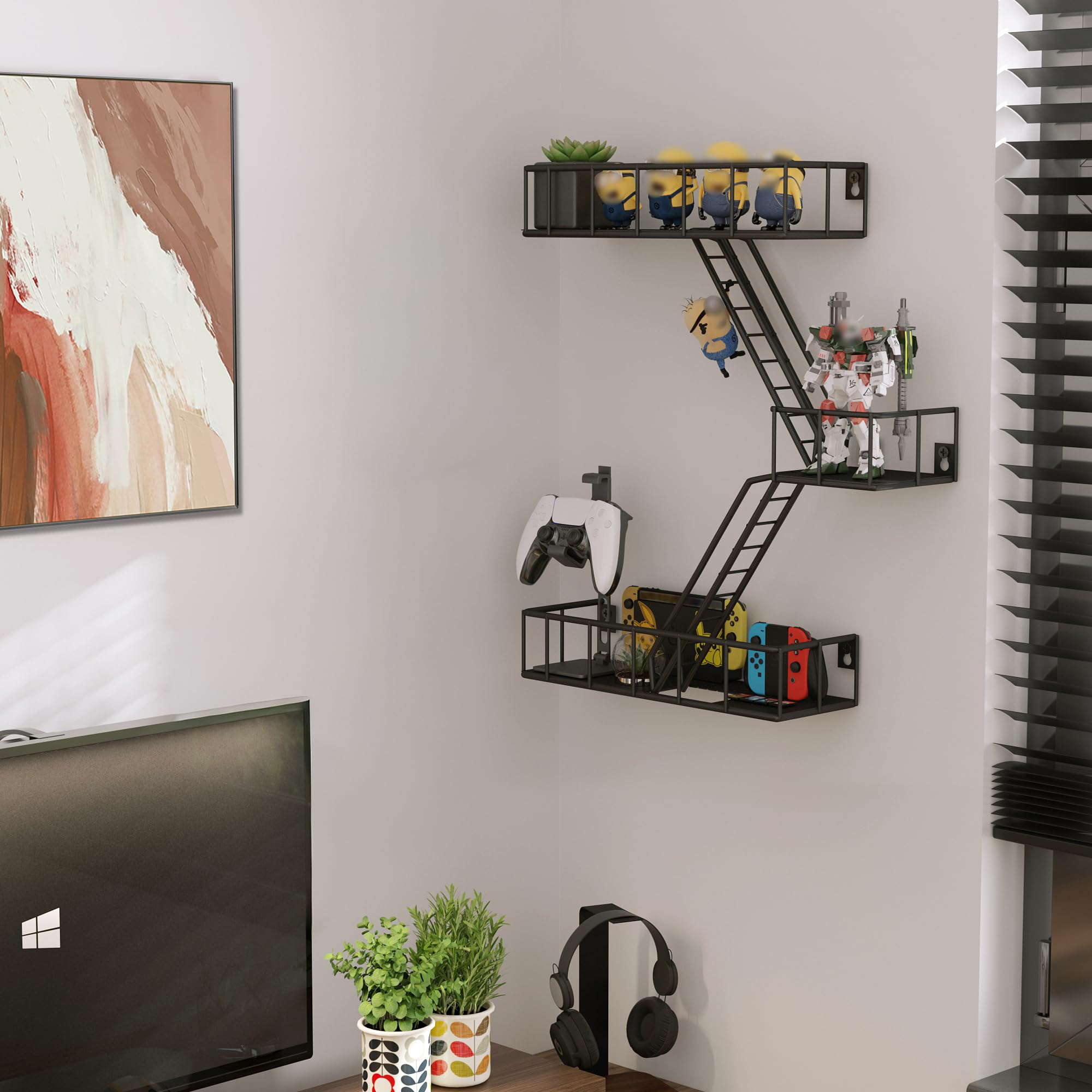 MVPSONAG étagère fixée dans coin mural, optimise espace et look urbain
