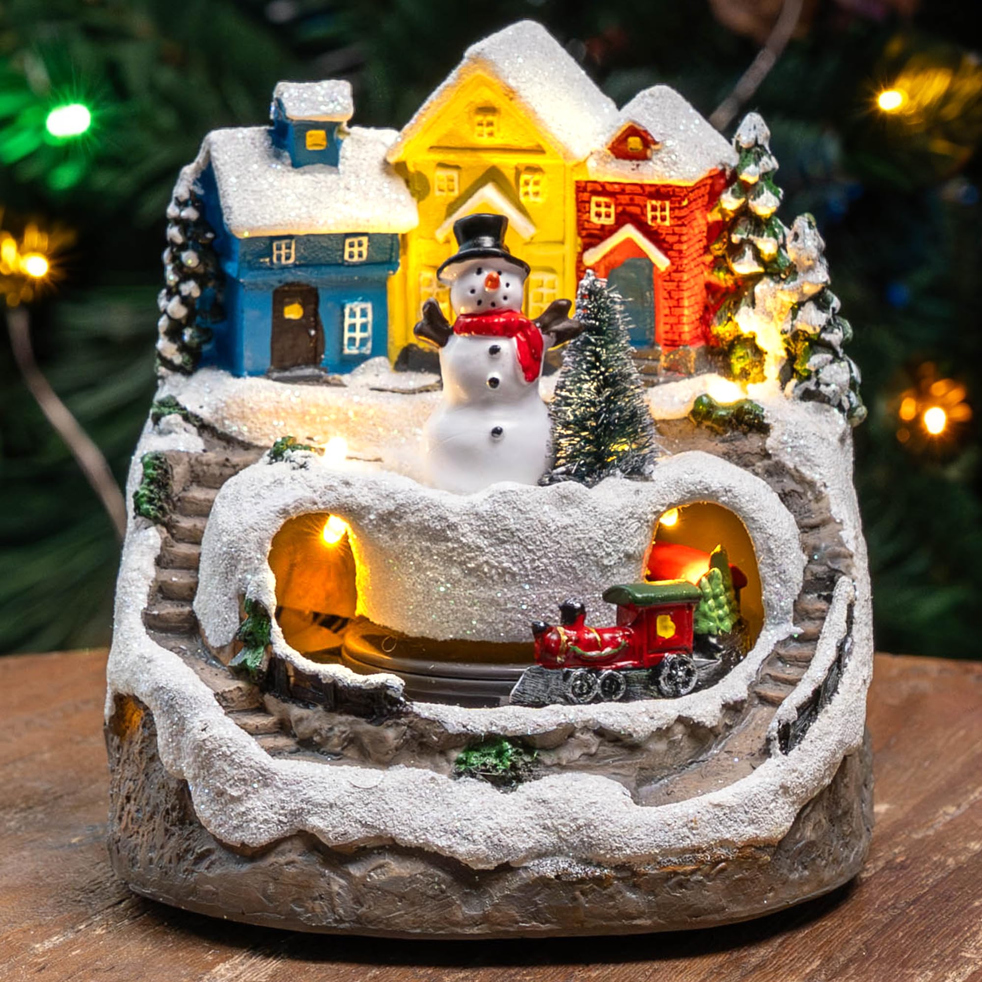 MXwcy scène posée sur table de Noël comme centre de décoration festif