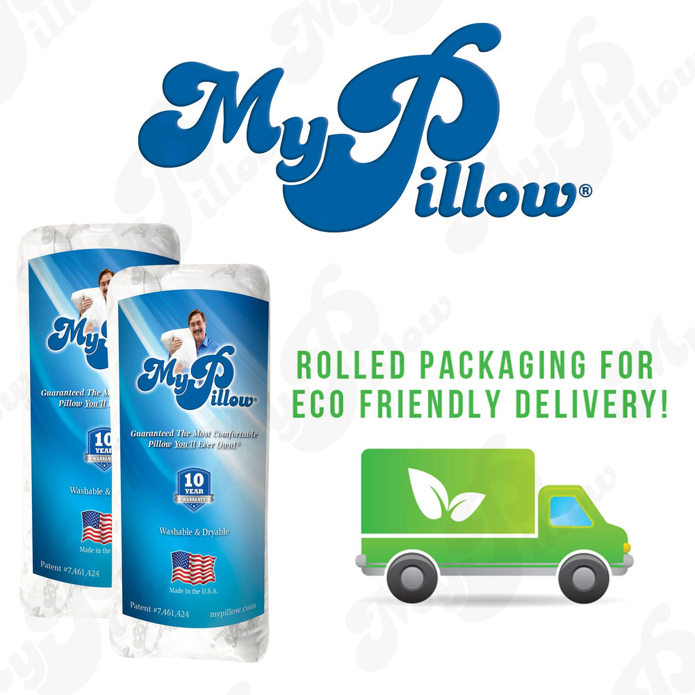 MyPillow oreiller emballé en rouleau prêt à l'expédition et facile à déballer