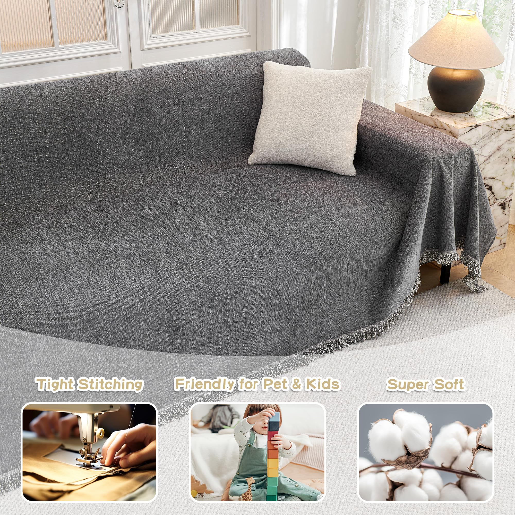 MYSKY HOME gros plan chenille montrant texture douce et résistance