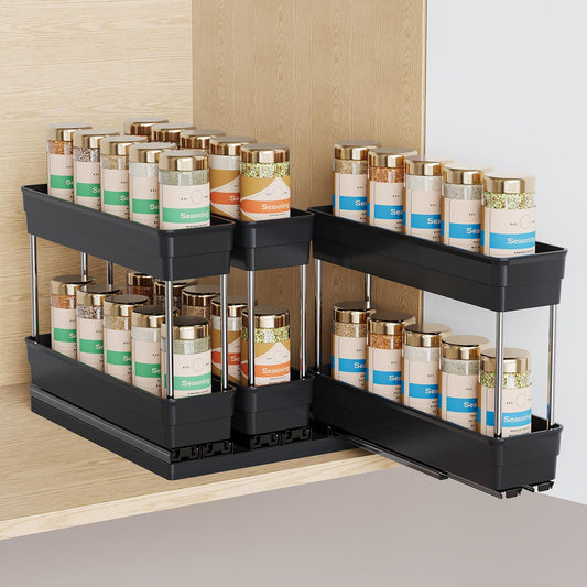 Mystozer face frontale de l'organiseur d'épices noir pour rangement compact
