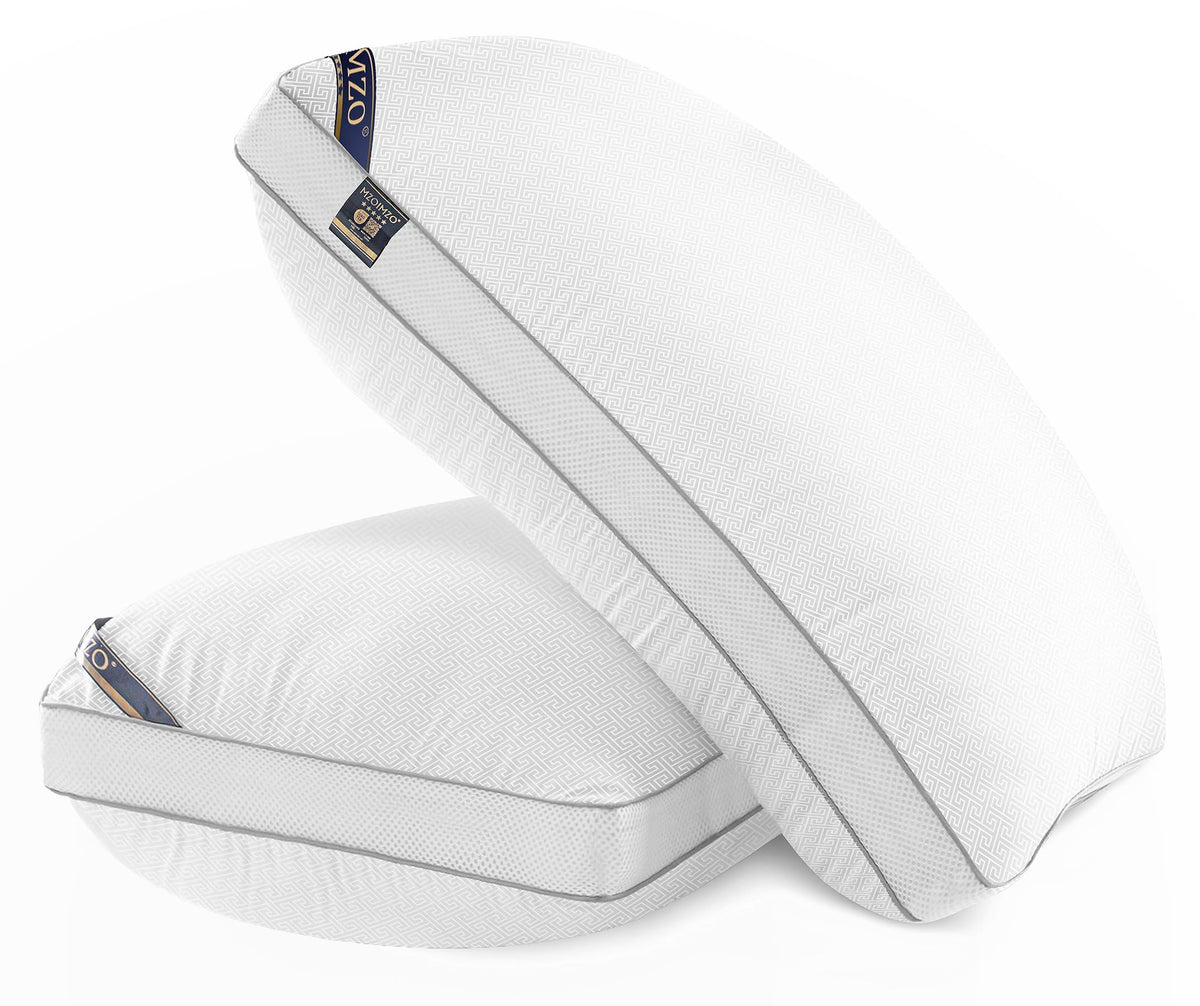 MZOIMZO packaging avant montrant lot de 2 oreillers pour un achat immédiat
