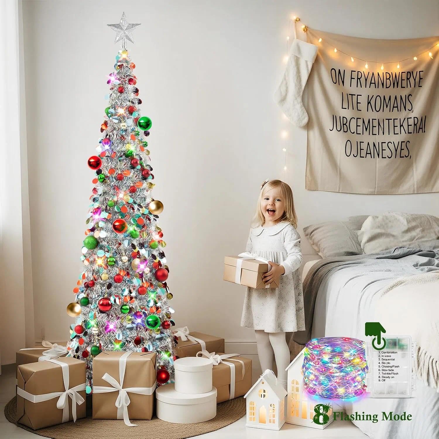 N&T NIETING guirlande LED multicolore illuminant le sapin et réglages variés