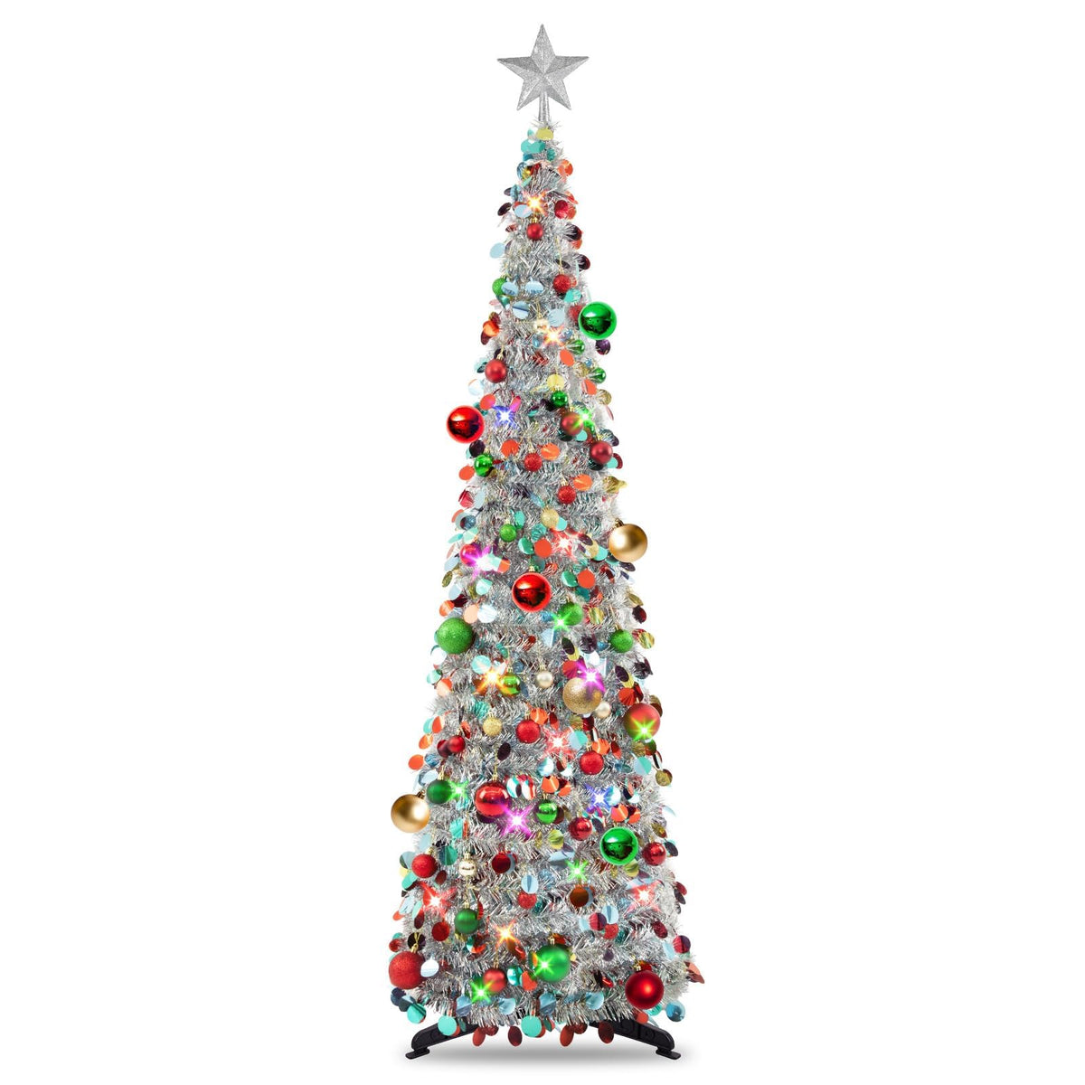 N&T NIETING sapin argent face avant, installation rapide et déco brillante