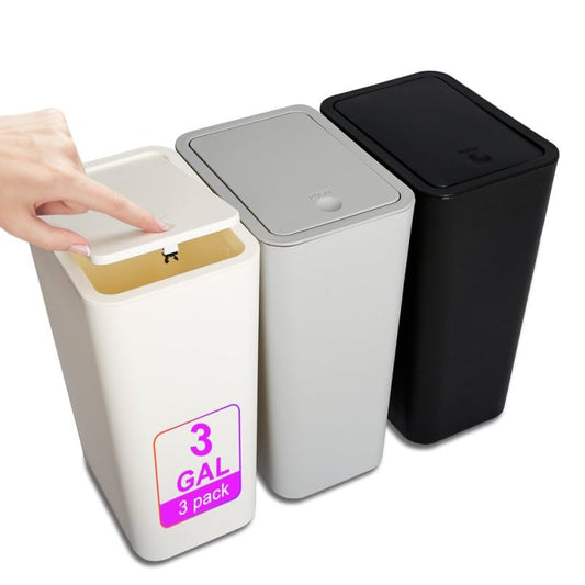 N. NETDOT vue frontale des trois poubelles pour un rangement élégant