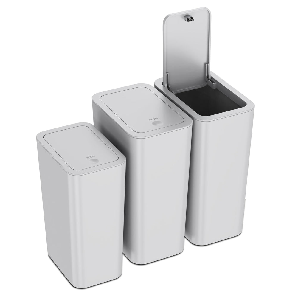 N. NETDOT ensemble de trois poubelles grises compactes pour gain d'espace