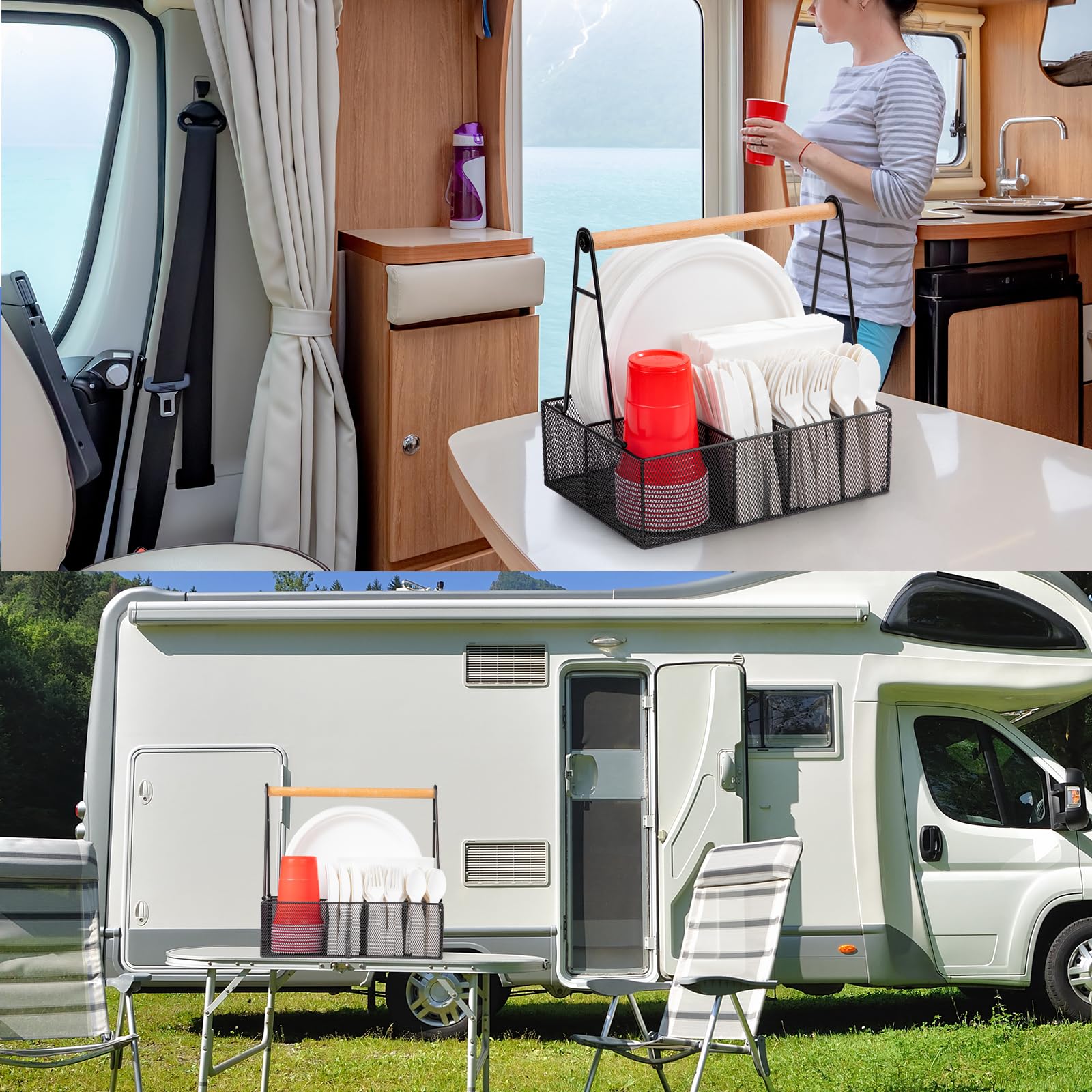 NACIMAX caddy rempli d'ustensiles et serviettes pour service rapide