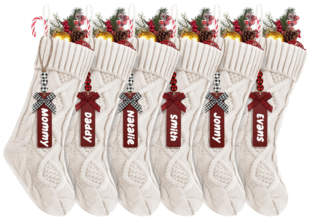 Nackiy lot de six chaussettes de Noël blanc rouge vert, déco festive