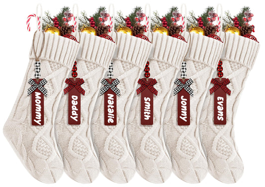 Nackiy lot de six chaussettes de Noël blanc rouge vert, déco festive