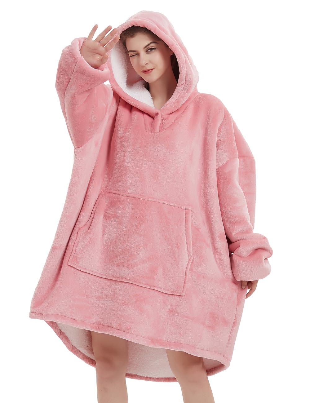 NAFLEAP sweat à capuche devant rose montrant coupe oversize et confort