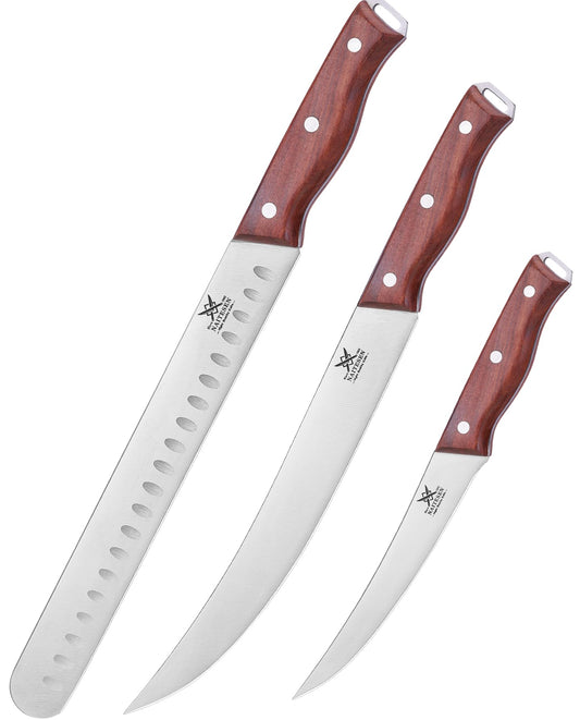 Naitesen coffret face avant montrant les trois couteaux et un emballage cadeau