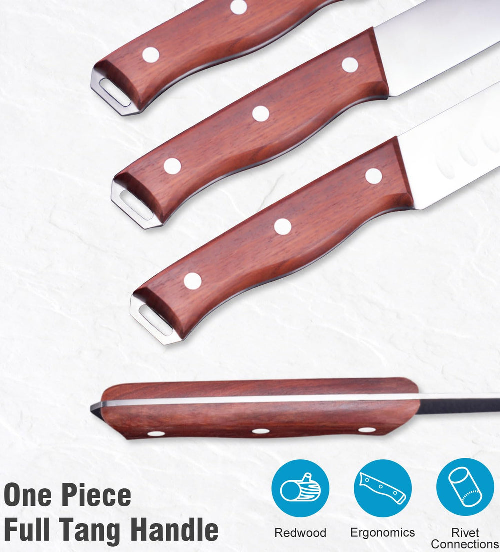 Naitesen manche en bois rouge triple-riveté offrant prise sûre et équilibre