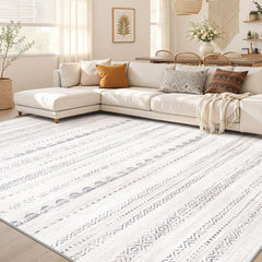 Nakagishi tapis face avant montrant motif gris et style bohème, ajoute élégance