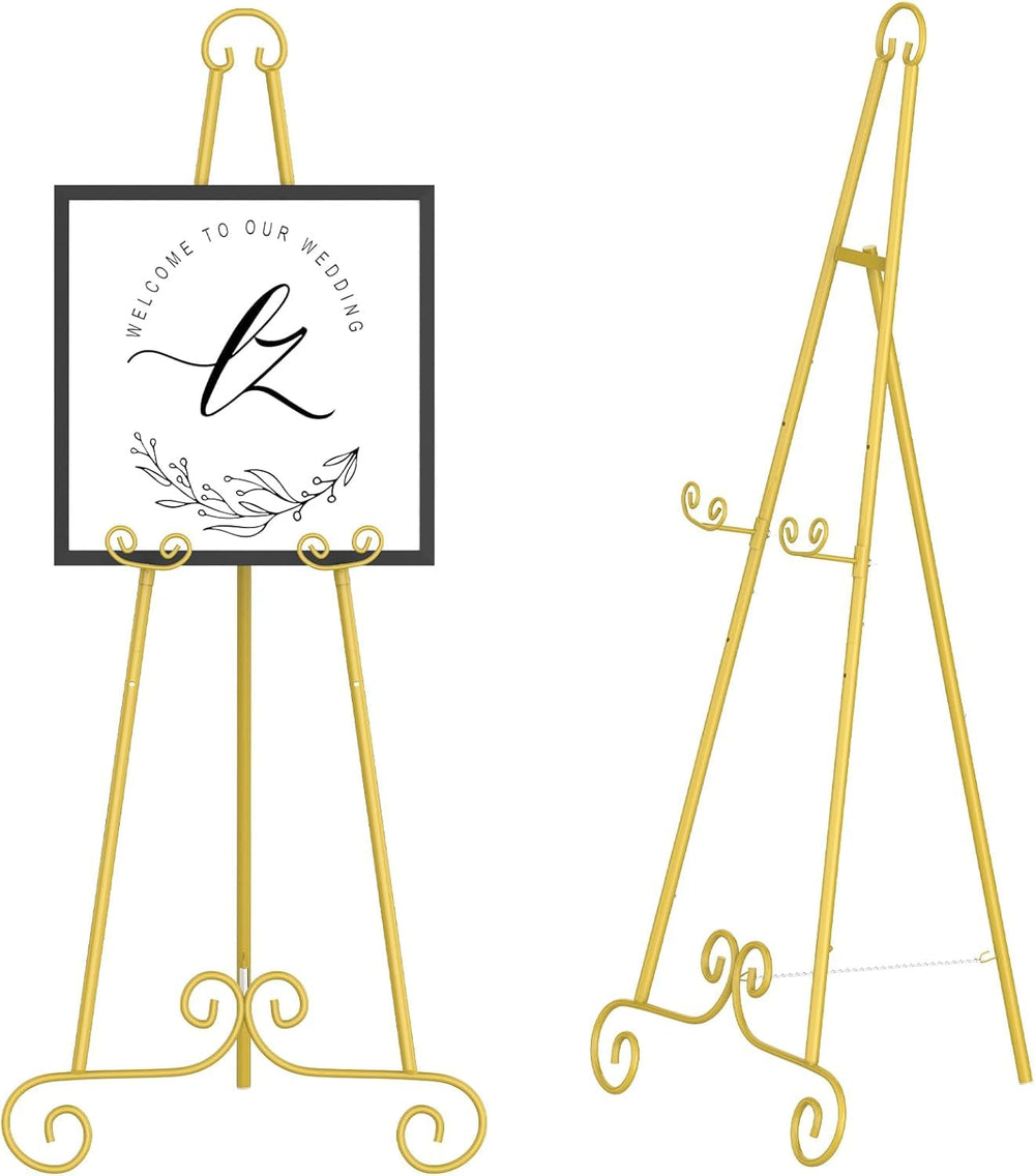 Nandae chevalet dans boutique, présente affiches promotionnelles avec style