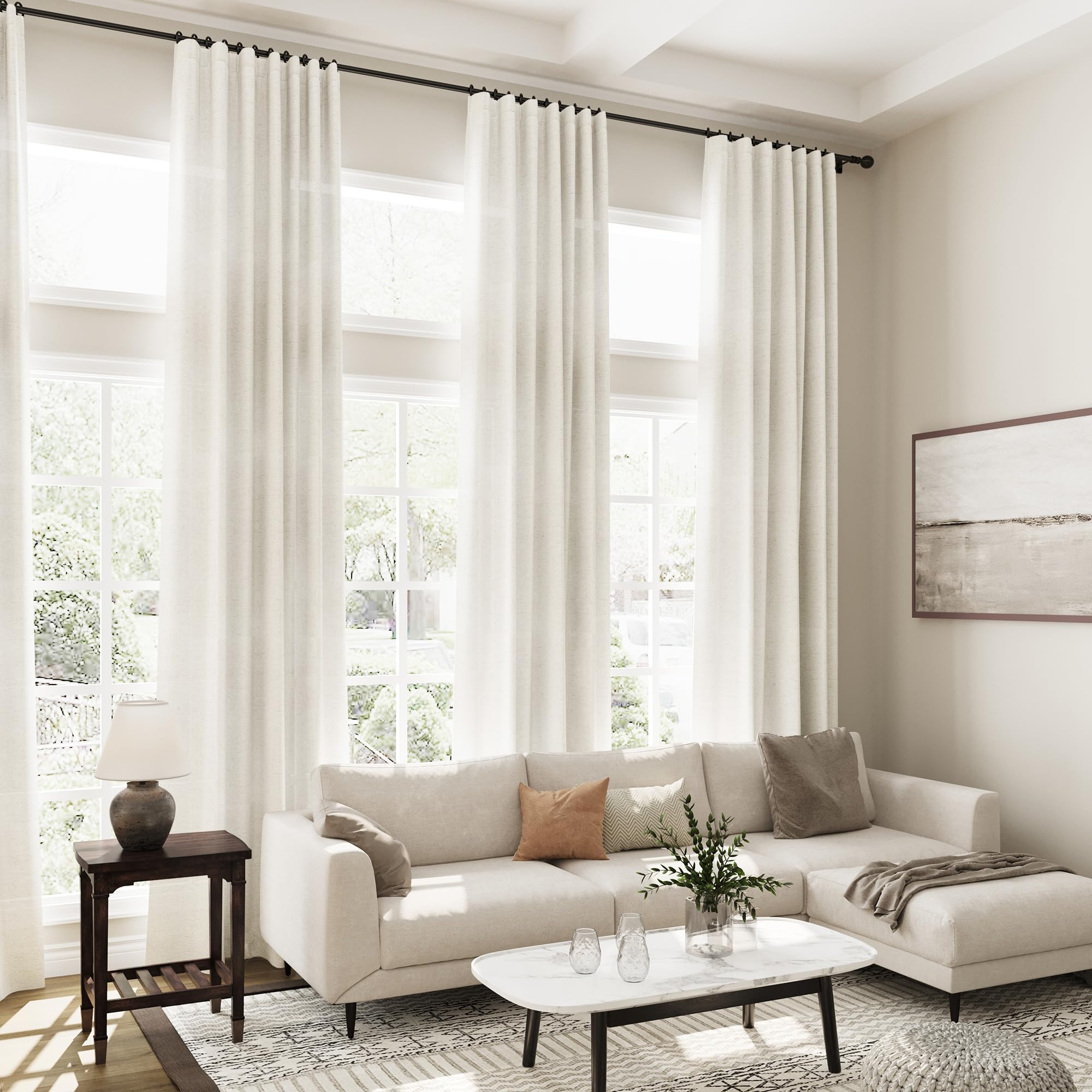 Nanspring lifestyle salon créant ambiance farmhouse lumineuse et cosy