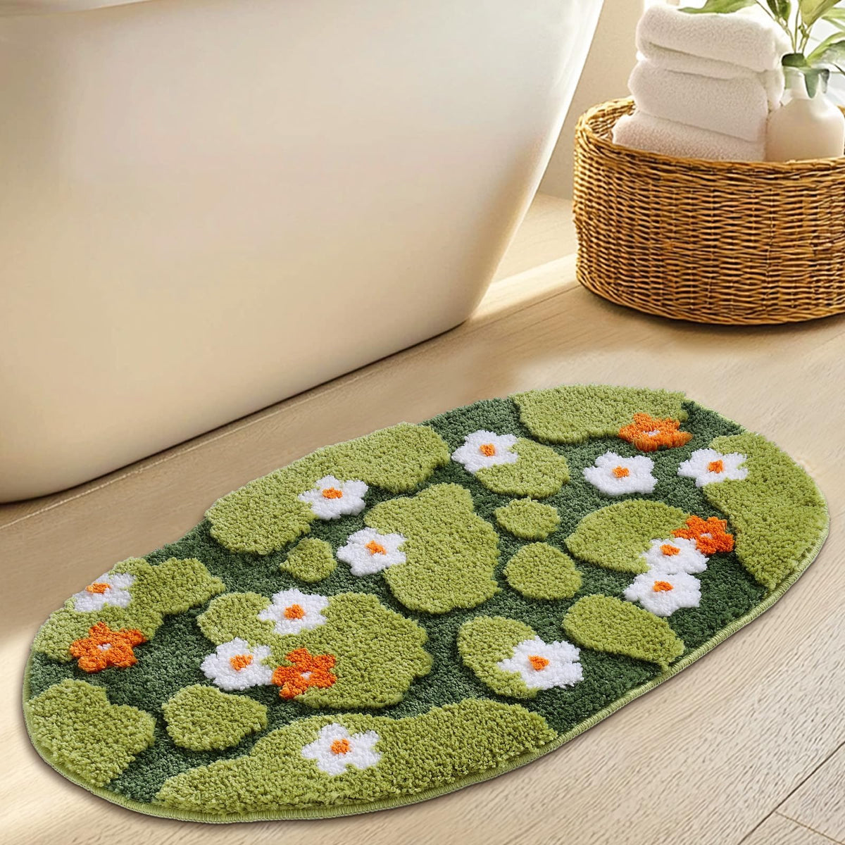 Naoloture tapis face avant vert mousse apportant confort et style