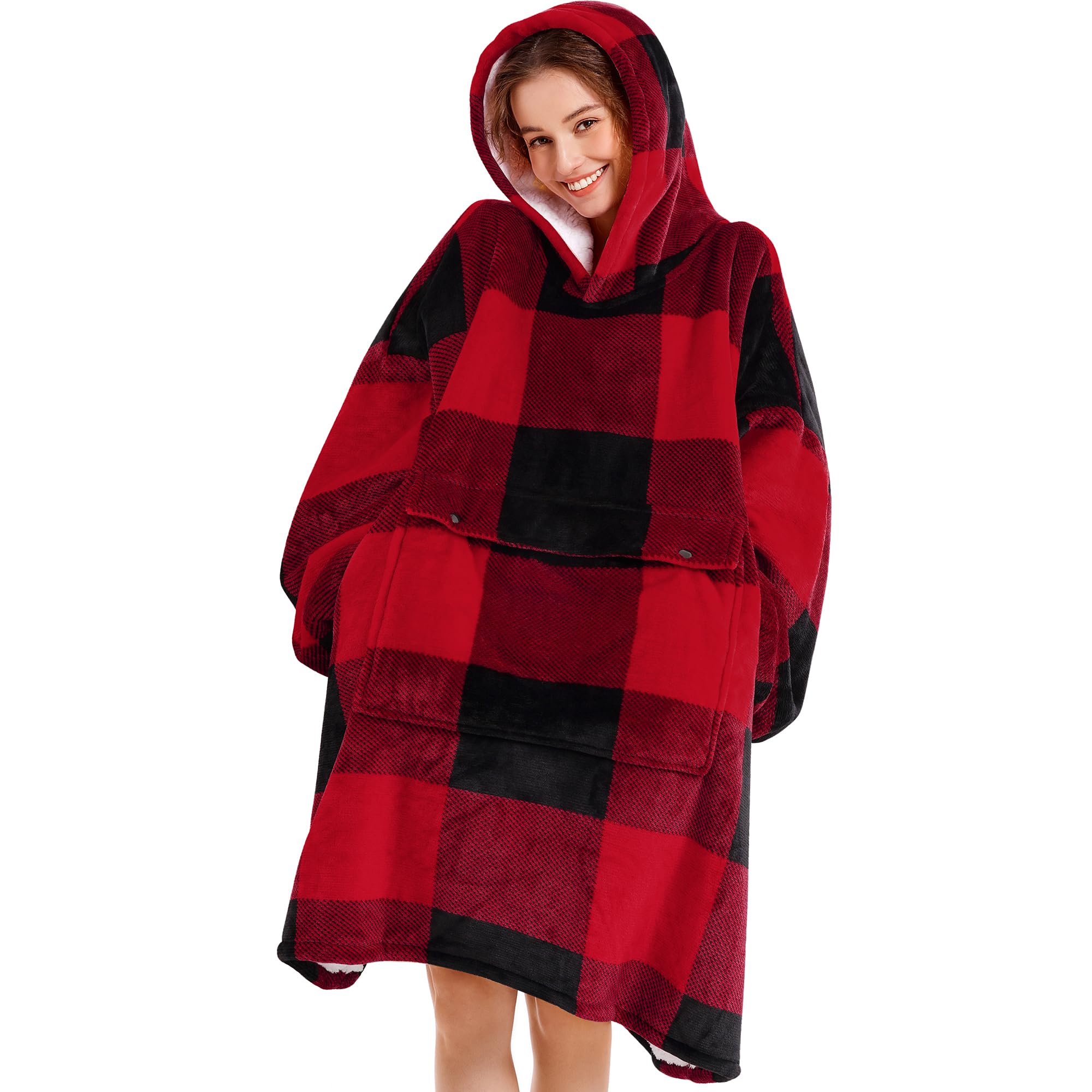 Narecte vue avant du hoodie plaid rouge affichant chaleur et style