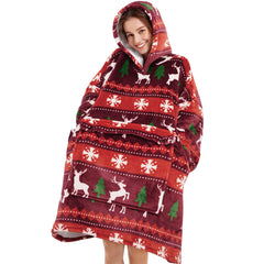 Narecte vue avant du hoodie blanket montrant la coupe oversize et le motif