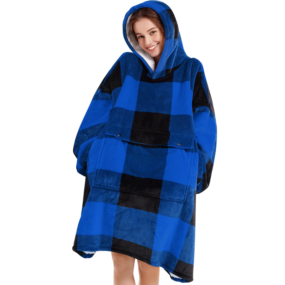 Narecte face avant plaid bleu montrant style et chaleur