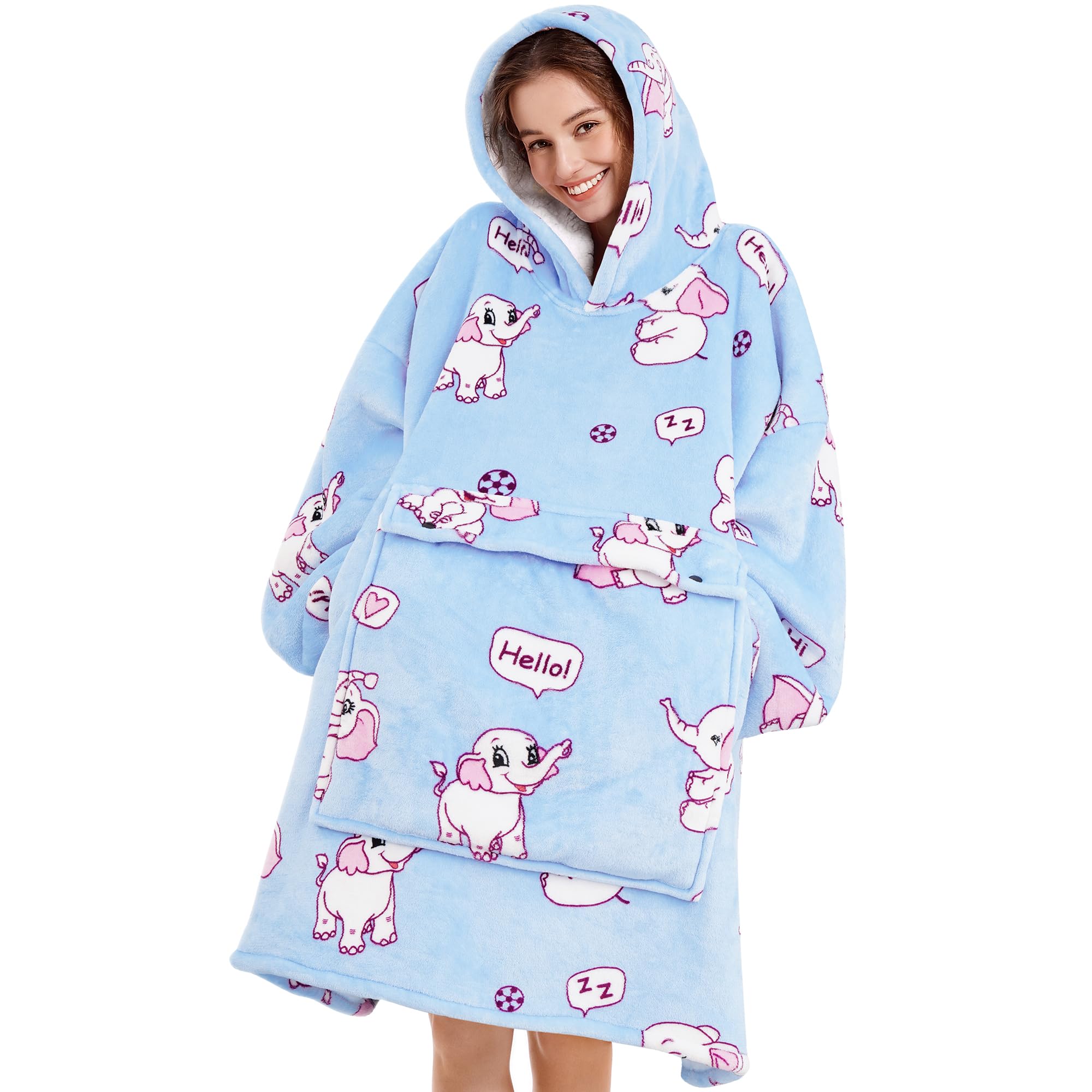 Narecte vue avant du hoodie blanket montrant la coupe oversize et confort