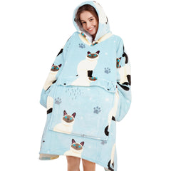 Narecte vue avant du hoodie couverture bleu chat, chaleur et style