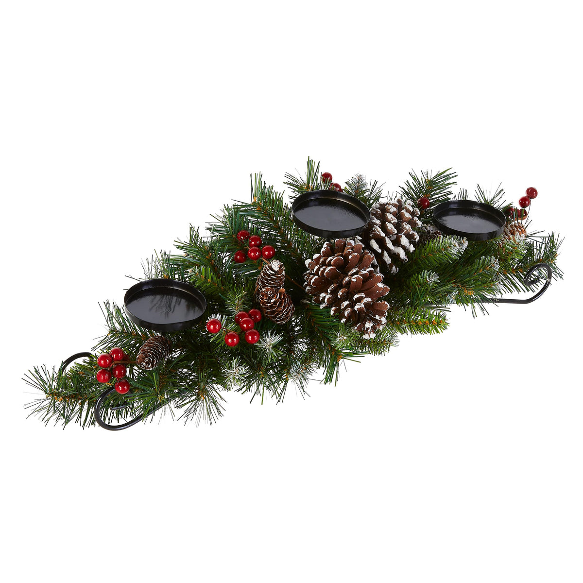 National Tree Company centre de table face montrant baies rouges et silhouette longue pour ambiance festive