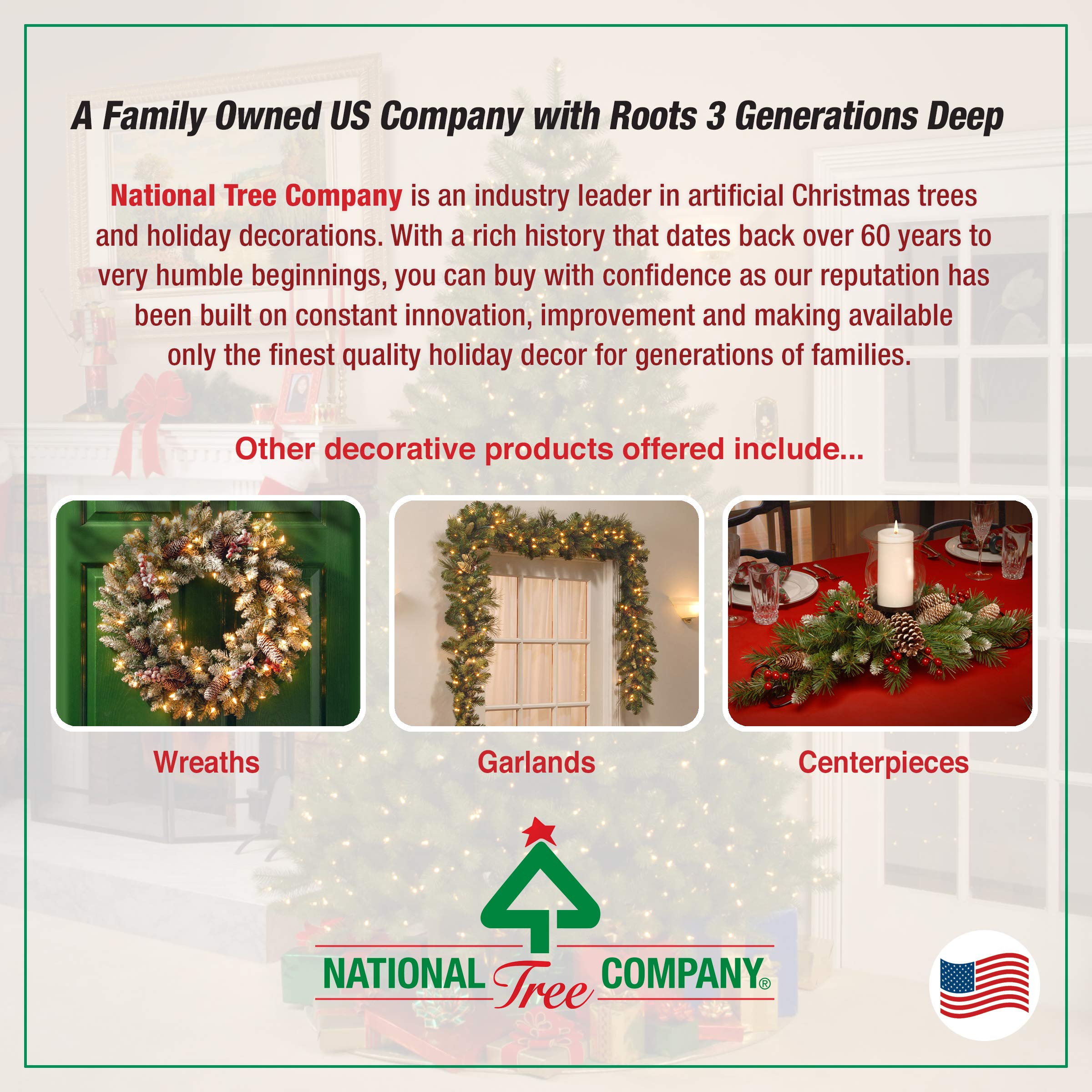 National Tree Company couronne taille comparée à une main, montre proportions pratiques