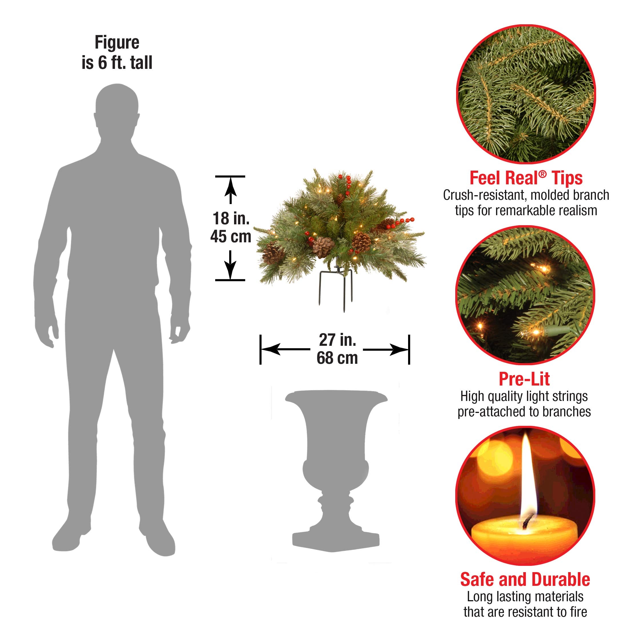 National Tree Company trépied métallique en place dans un pot pour stabilité