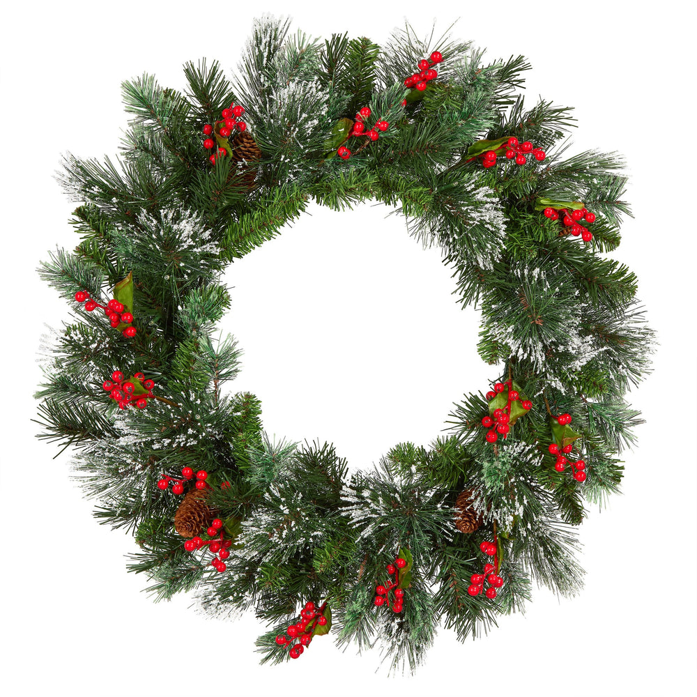 National Tree Company couronne Wintry Pine face accrocheuse, ajoute une entrée chaleureuse