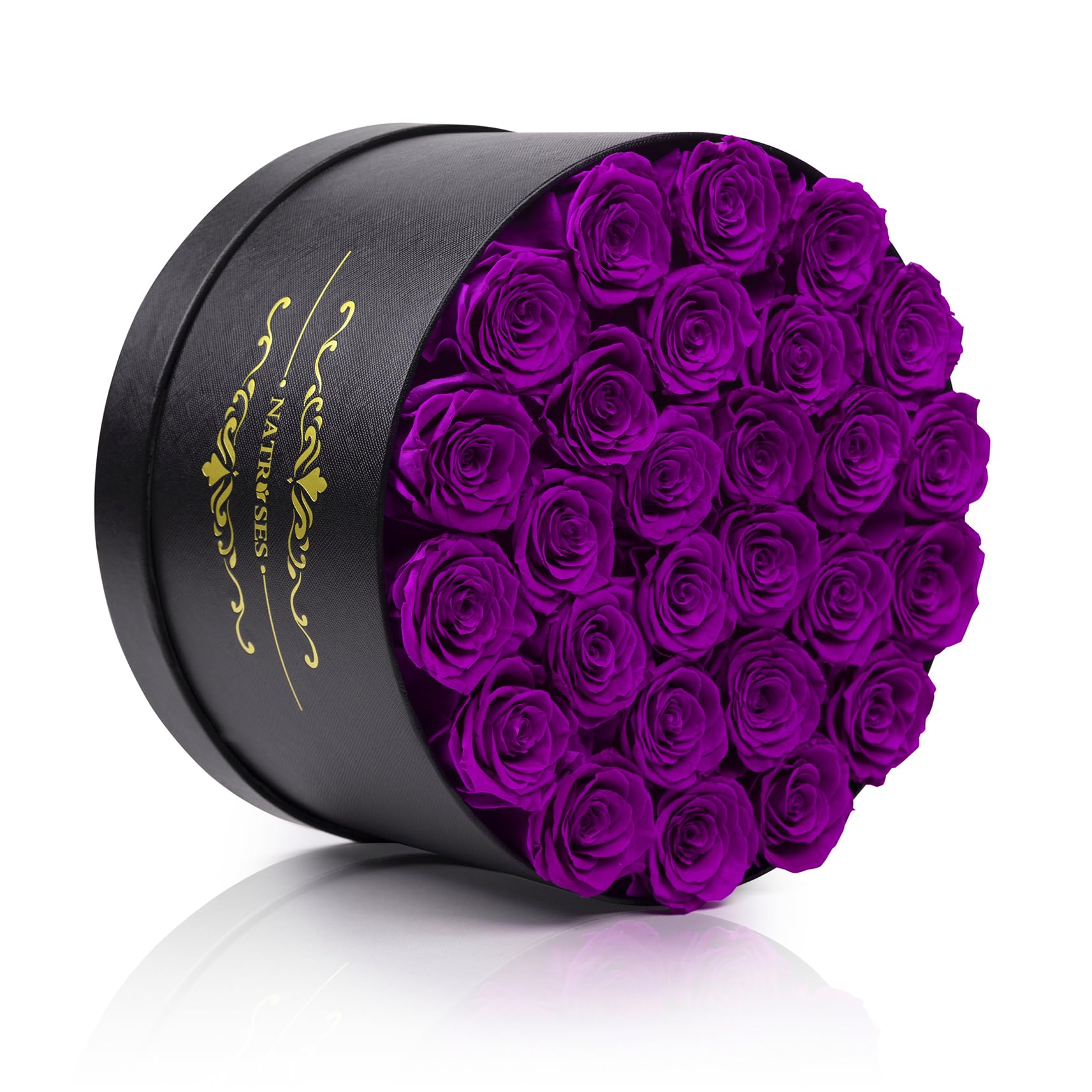 NATROSES coffret ouvert présentant l'arrangement compact et finition velours noire