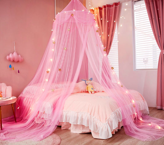Nattey voile de lit rose devanture décor princesse et protection moustiques