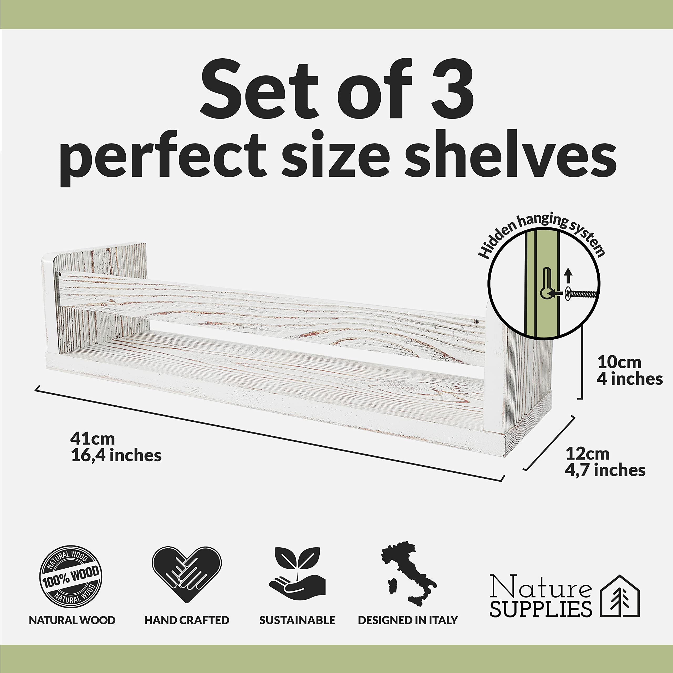 NATURE SUPPLIES gros plan sur la texture du bois massif et finition blanchi, aspect naturel