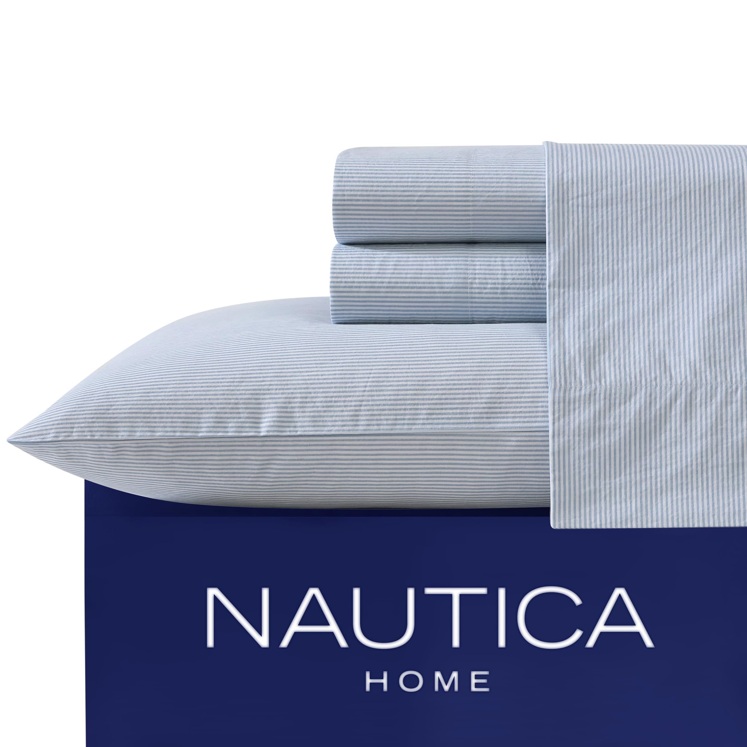 Nautica gros plan percale 200 fils montrant texture fraîche et durable