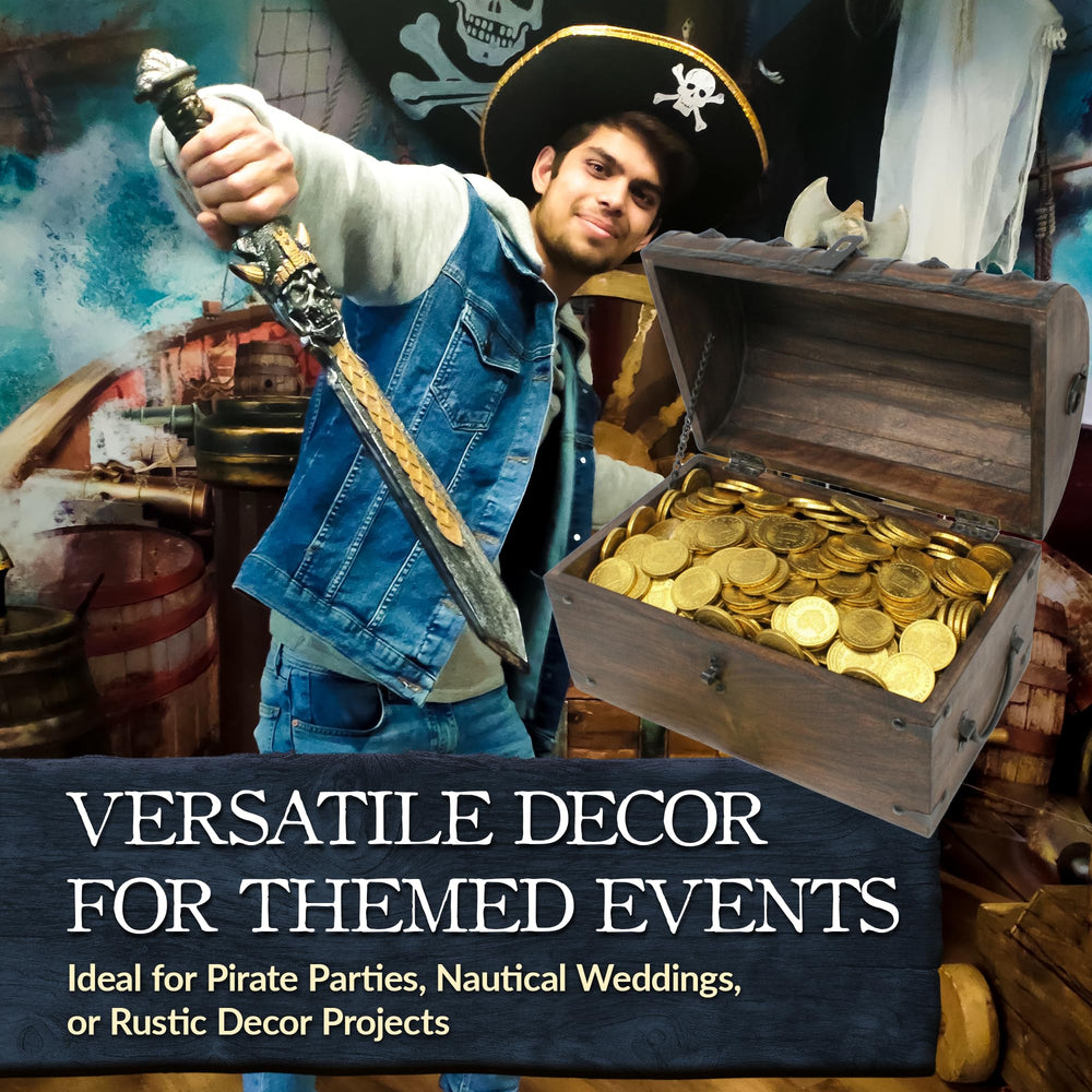 Nautical Cove coffre utilisé en décor de fête pirate montrant l'effet visuel festif