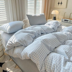 Nayoroom housse de couette face vichy bleu élégant, apporte fraîcheur