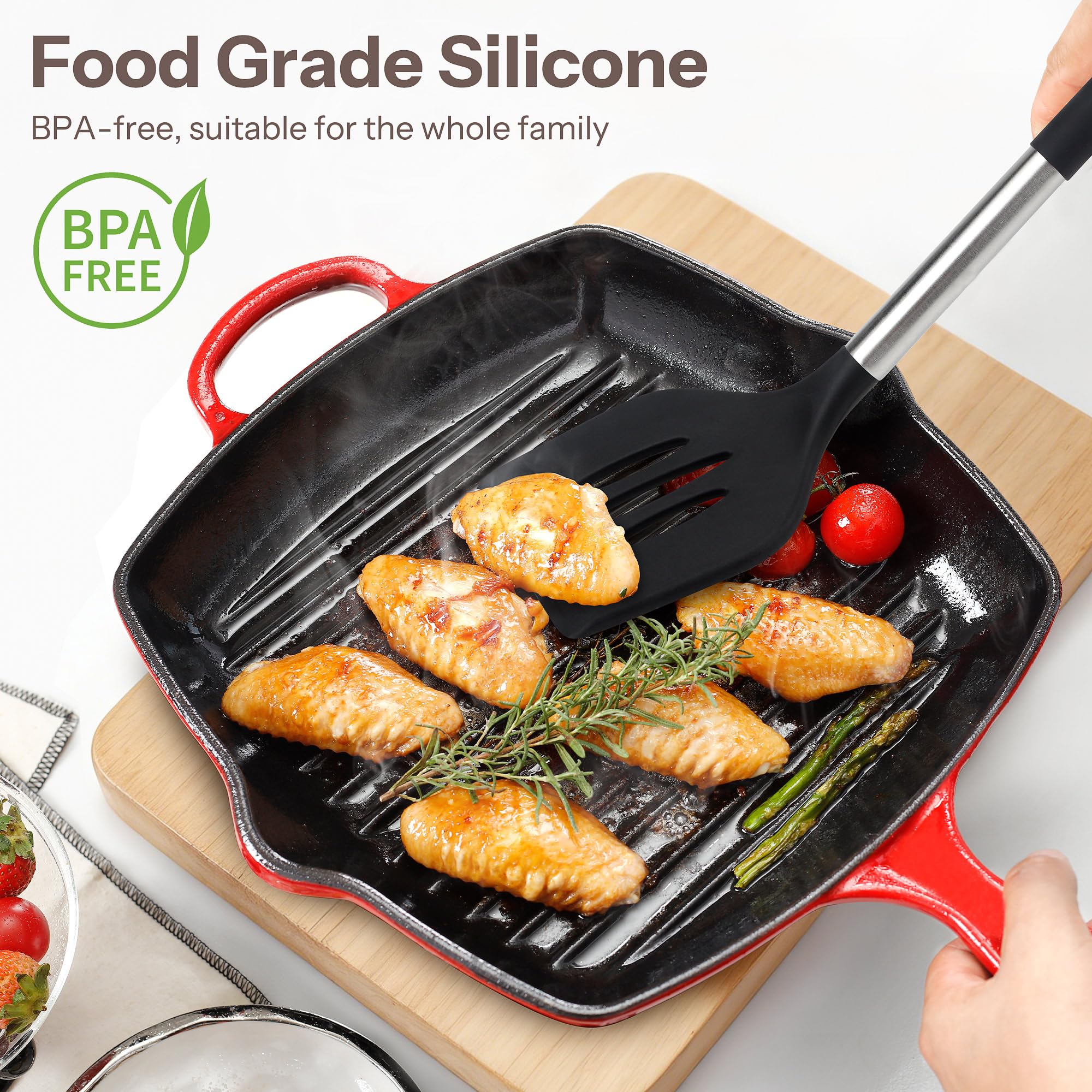 NCUE tête en silicone gros plan montrant la texture souple pour protéger les revêtements antiadhésifs