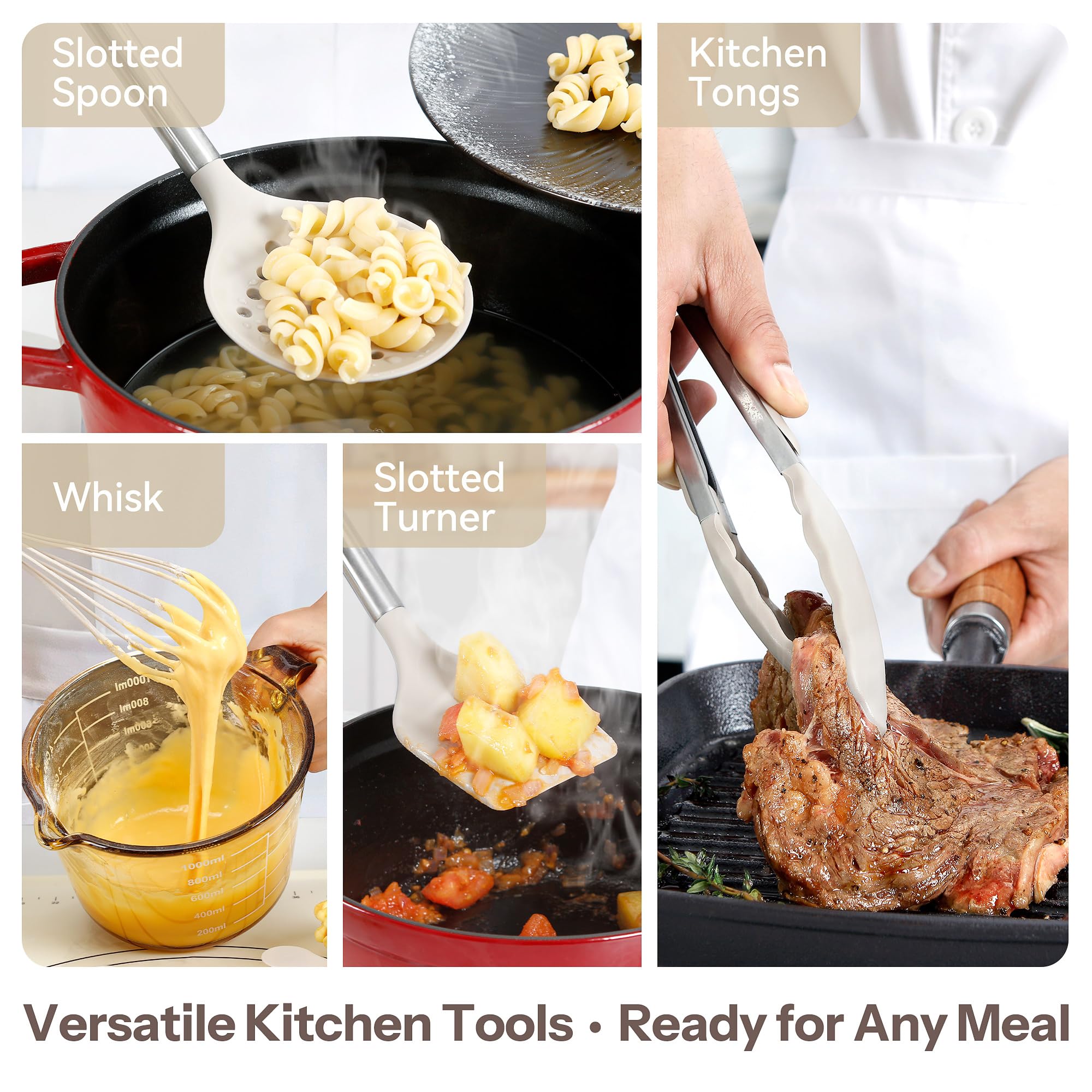 NCUE ustensiles en action lors d'une cuisson, sécurité et résistance chaleur