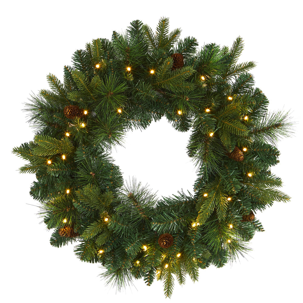 Nearly Natural couronne sur porte montrant accueil chaleureux