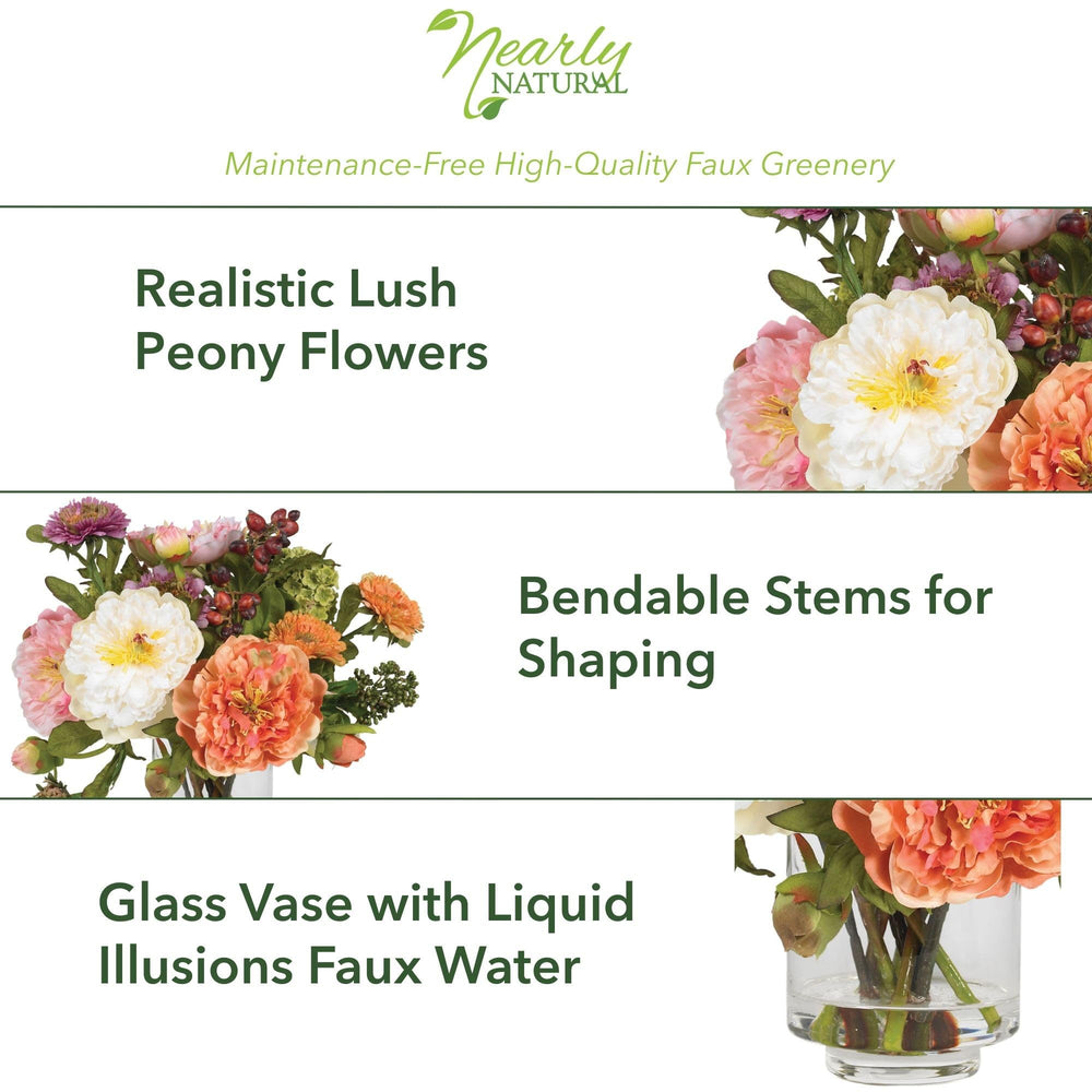 Nearly Natural vase en verre gros plan apporte réalisme décoratif