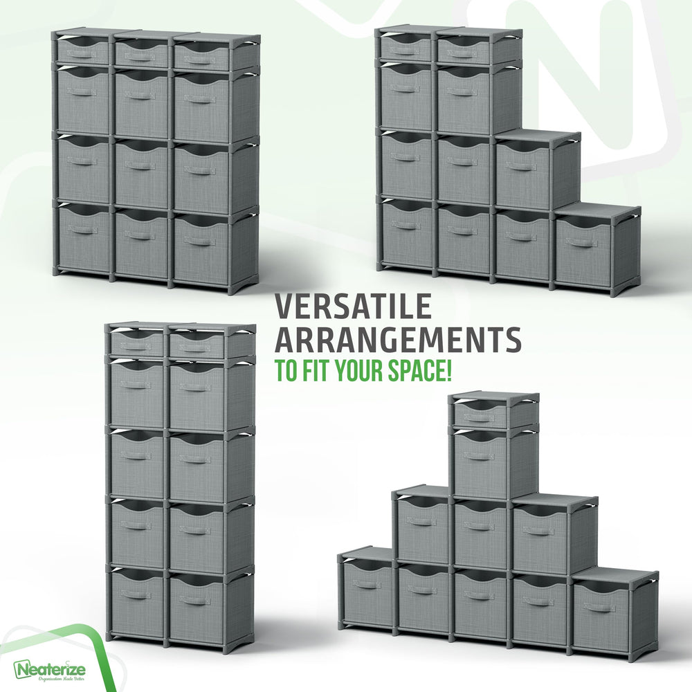 NEATERIZE comparaison d'échelle avec un livre illustrant dimensions et gain d'espace