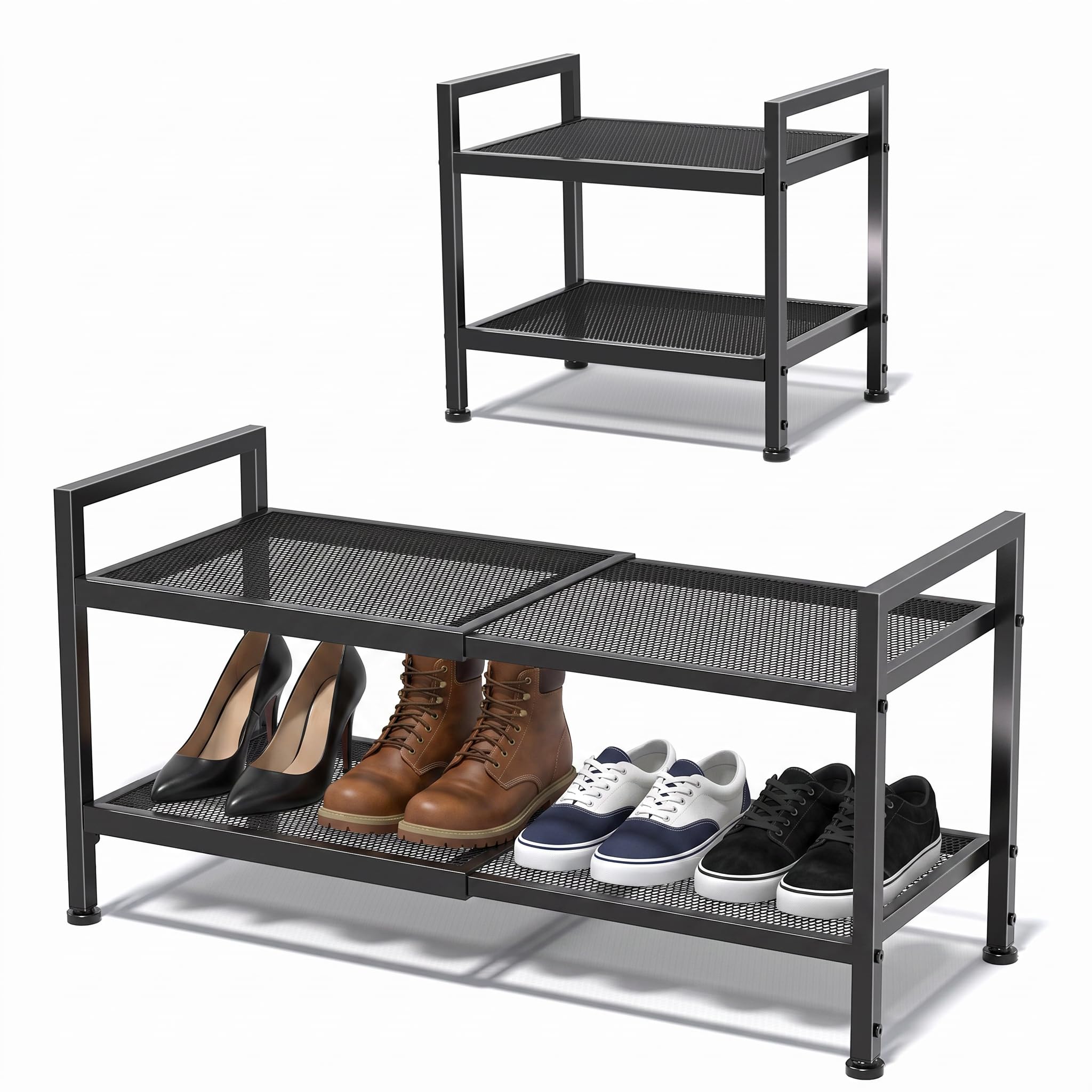 neatevday étagère face complète montrant rangement ordonné des chaussures