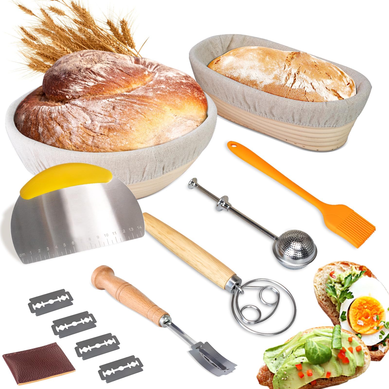 Neddie bannetons ensemble montrant deux formes pour fermentation régulière