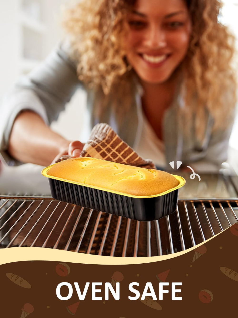NEEBAKE mini moules en cours de cuisson avec cake individuel, cuisson uniforme