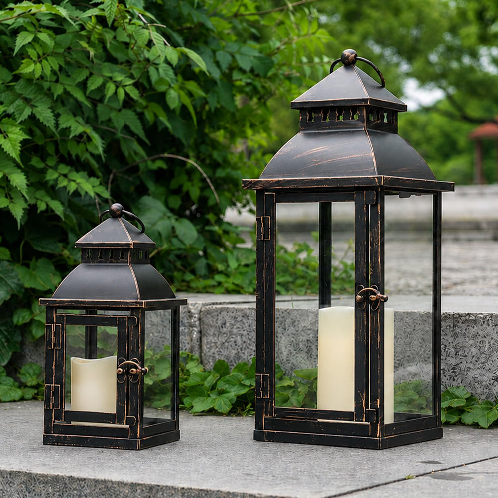 NEEDOMO lanterne ensemble vue frontale, design bronze apportant élégance