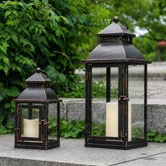 NEEDOMO lanterne ensemble vue frontale, design bronze apportant élégance