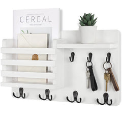 Nekon vue frontale du porte-courrier blanc organisant courrier et clés