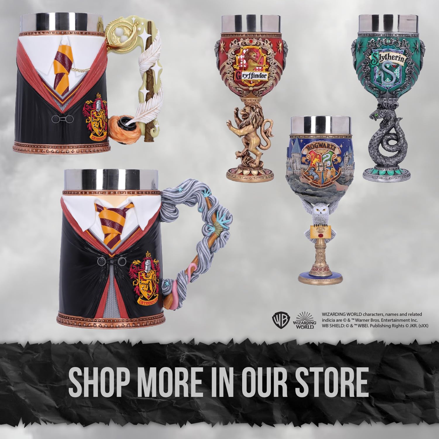 Nemesis Now calice Slytherin mis en scène décor, apporte ambiance magique