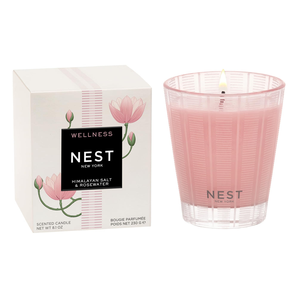 NEST New York bougie face en verre rose, élégant objet décoratif