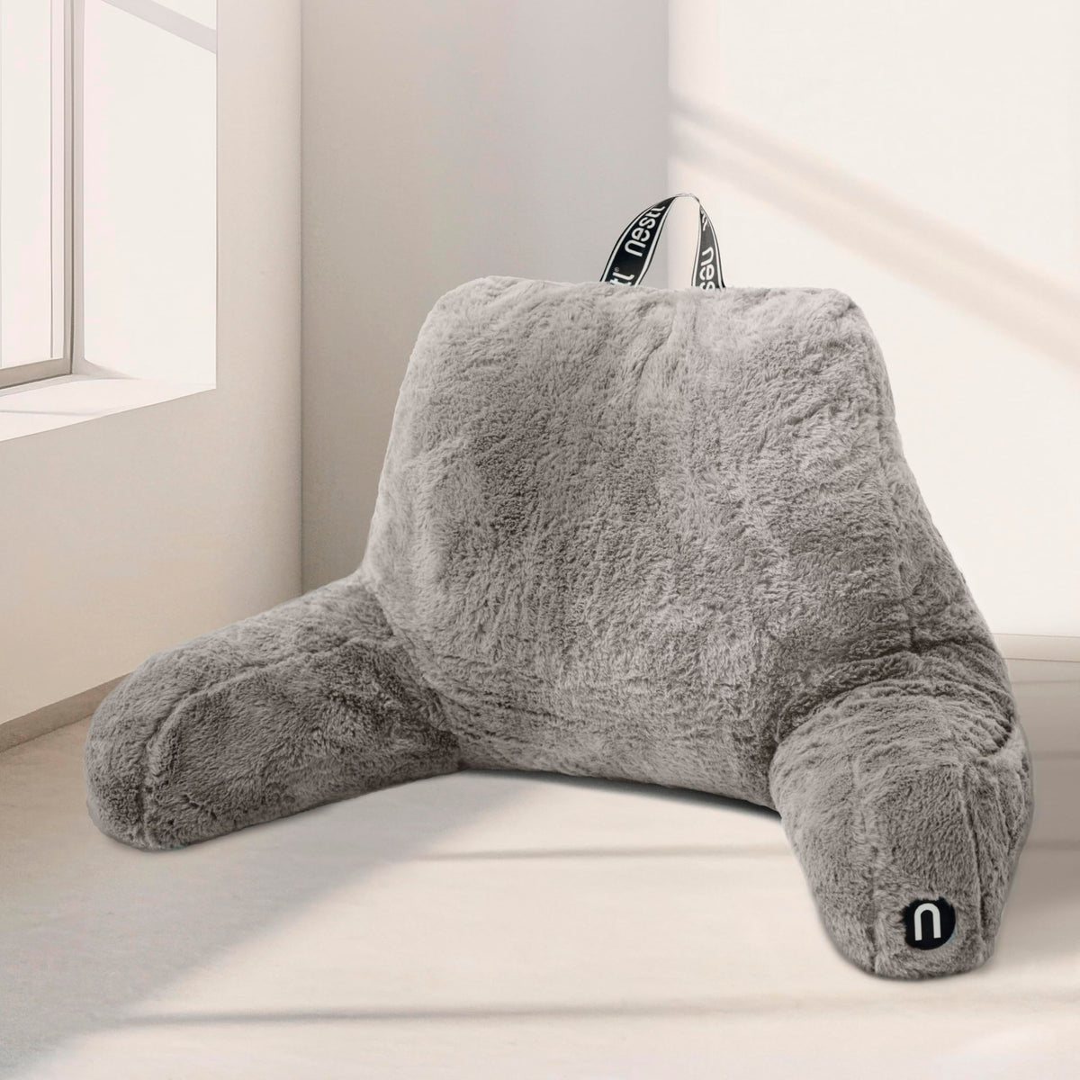 Nestl coussin de lecture frontal gris foncé, maintien ergonomique pour lecture