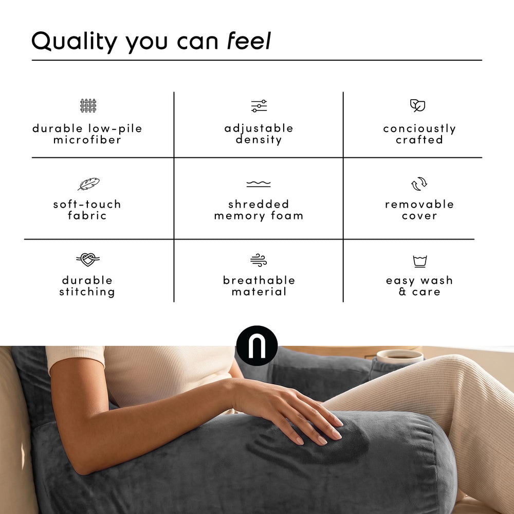Nestl profil du coussin montrant l’épaisseur et maintien ergonomique